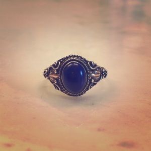 Silver and blue lapis ring